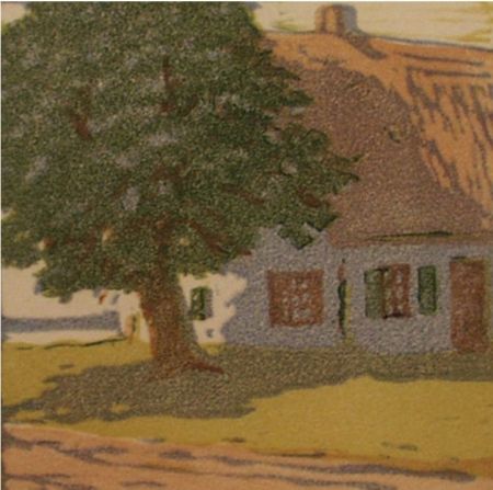 Holzschnitt Mass - Hütte / Cottage