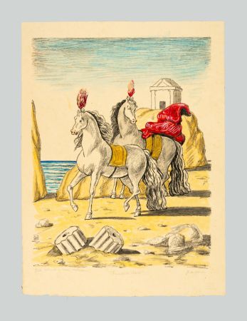 Lithographie De Chirico - I cavalli di Achille