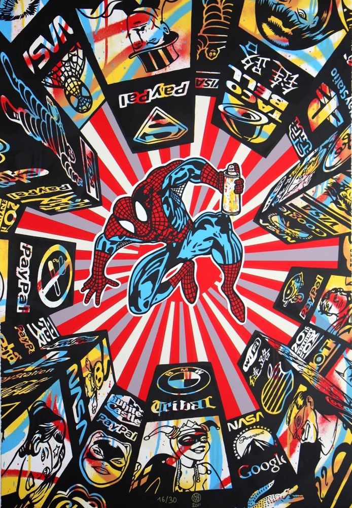 Siebdruck Speedy Graphito - I Spray My City (Spiderman)