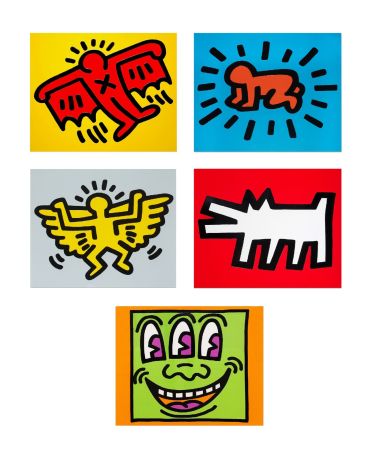 Siebdruck Haring - ICONS (COLOR) (Complete Set of 5), 1990