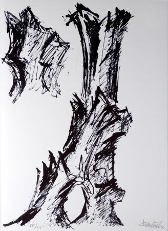 Lithographie Wotruba - Il pleuvait, 1978 - Hand-signed