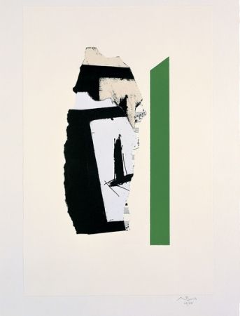 Lithographie Motherwell - In White with Green Stripe