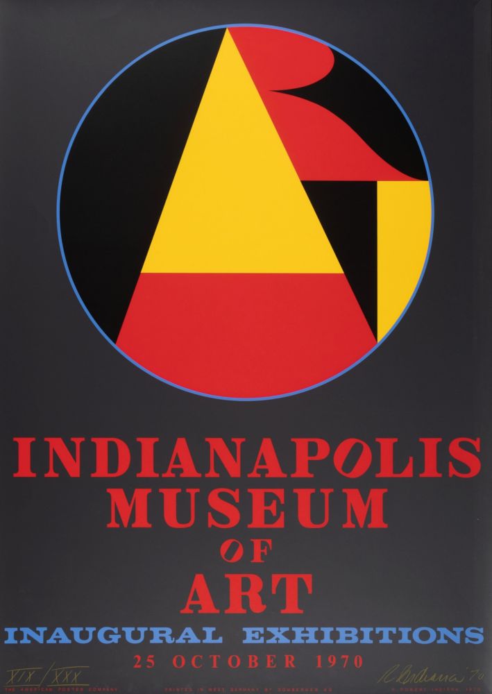 Siebdruck Indiana - Indianapolis Museum of Art, Inaugural Exhibitions, 1970 - Hand-signed