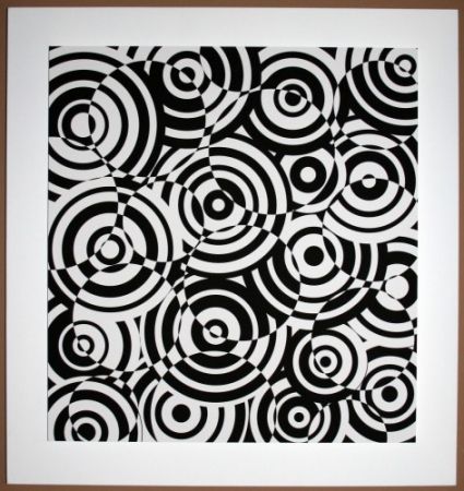 Holzschnitt Asis - Interferences cercles noir et blanc