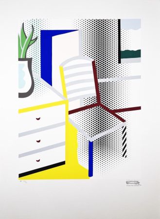 Siebdruck Lichtenstein - Interior with Chair from the Leo Castelli 90th Birthday portfolio