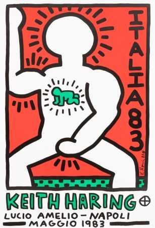 Plakat Haring - Italia 1983. Lucio Amelio - Napoli Maggio