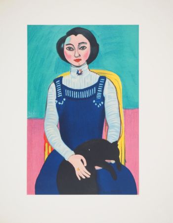 Lithographie Matisse - Jeune femme au chat (Margueritte Matisse)
