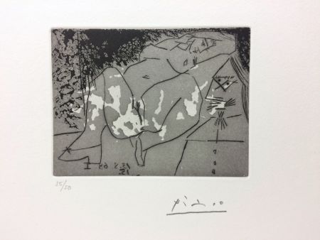 Stich Picasso - Jeune femme et « mousquetaire ». Aquatinte. 1968. 