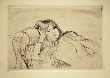 Kaltnadelradierung Morisot - Jeune fille au repos