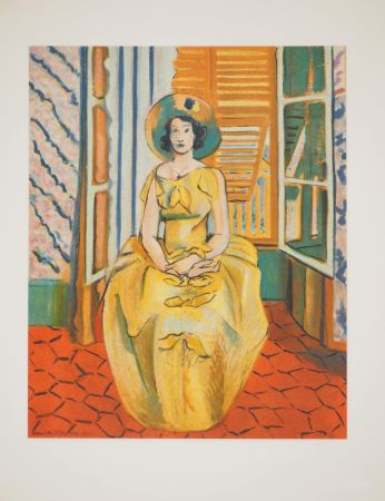 Lithographie Matisse - Jeune fille à la robe tilleul