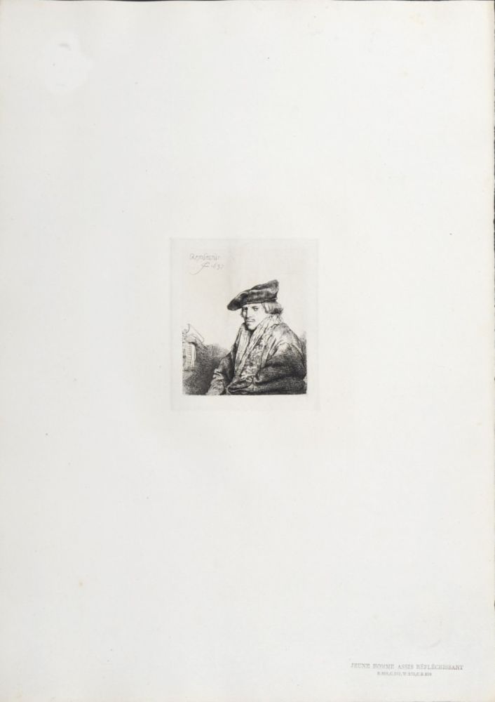 Heliogravüre Rembrandt - Jeune Homme assis réfléchissant