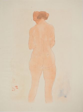Lithographie Rodin - Jeune modèle vu de dos