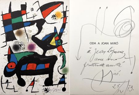 Illustriertes Buch Miró - Joan Brossa. ODA A JOAN MIRÓ. Lithographie signée et envoi avec dessin (1973)