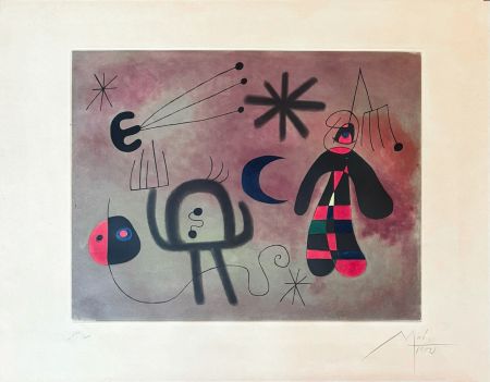 Stich Miró - Joan Miró (1893–1983) - L'Oiseau Fusée - Coloured etching - 1952