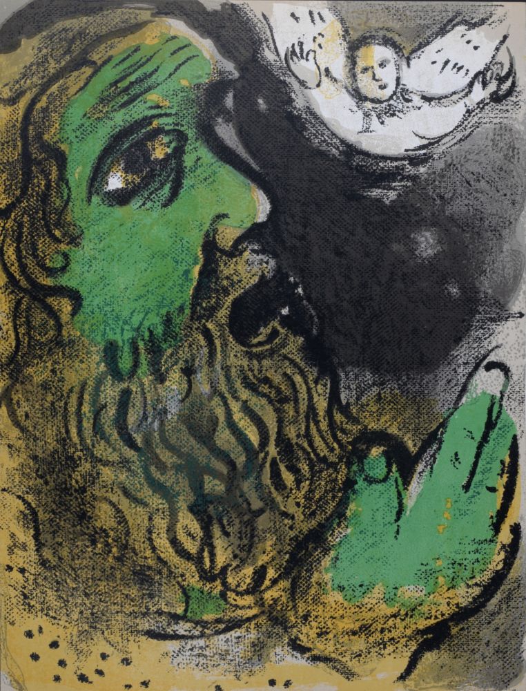 Lithographie Chagall - Job en prière, 1960