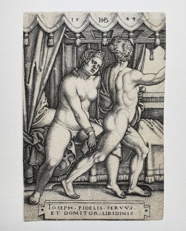 Radierung Beham - Joseph und Potiphars Weib (Joseph and Potiphar's wife)