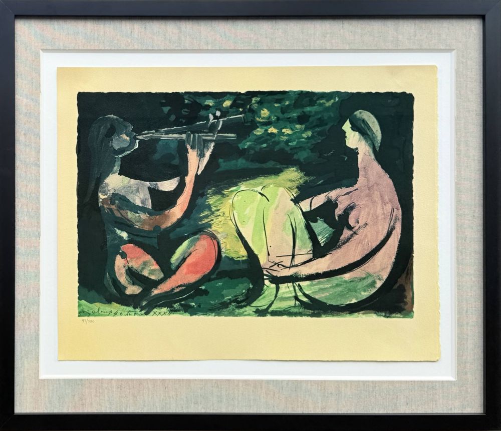 Lithographie Picasso - Joueur de diaule et nu