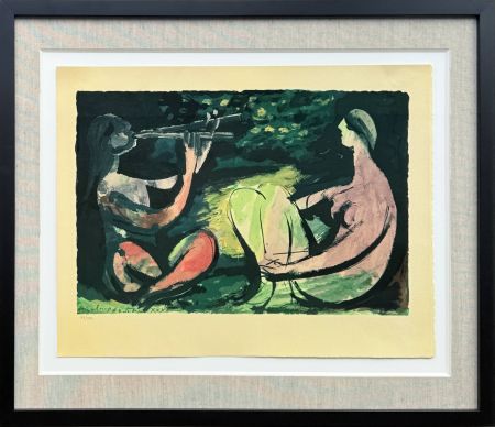 Lithographie Picasso - Joueur de diaule et nu