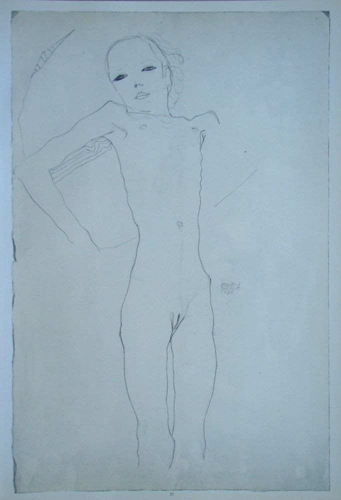 Siebdruck Schiele (After) - Junge Frau nackt und liegend