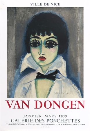 Lithographie Van Dongen - Kees Van Dongen (1877-1968). Affiche Galerie des Ponchettes. 1959. Lithographie.