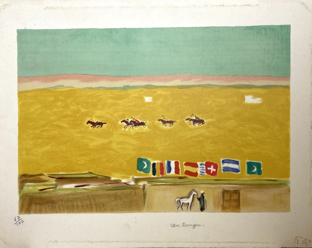 Lithographie Van Dongen - Kees Van Dongen (1877-1968)  Polo à Alexandrie, circa 1950. 