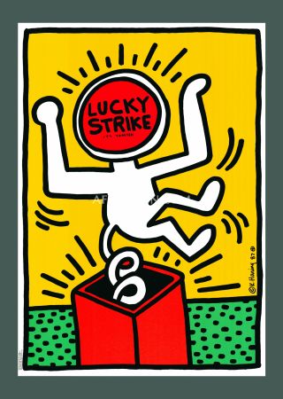 Lithographie Haring - Keith Haring: 'Lucky Strike II' 1987 Offset-lithograph