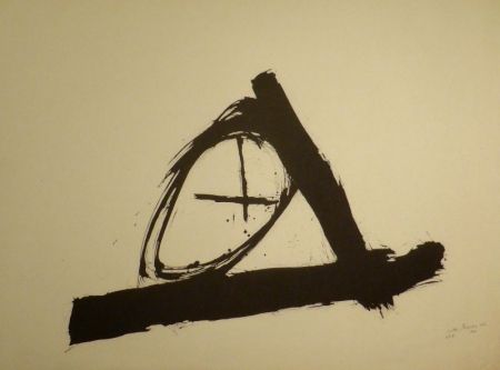 Lithographie Bissier - Komposition mit Kreuz und Kreis