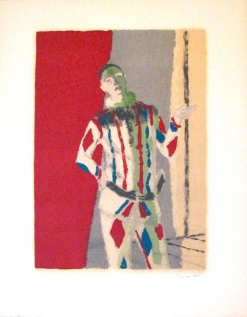 Lithographie Brianchon - L' arlequin, from Souvenirs de Portraits d'Artistes - Jacques Prévert: Le coeur à l'ouvrage