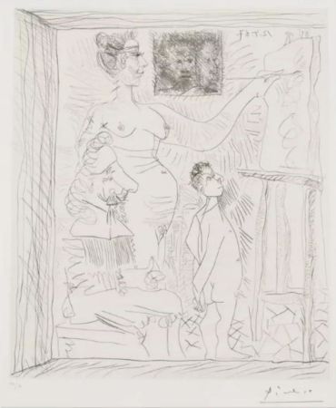 Multiple Picasso - L Inspiration Travaille Et Le Peintre Se Tourne Les Pouches