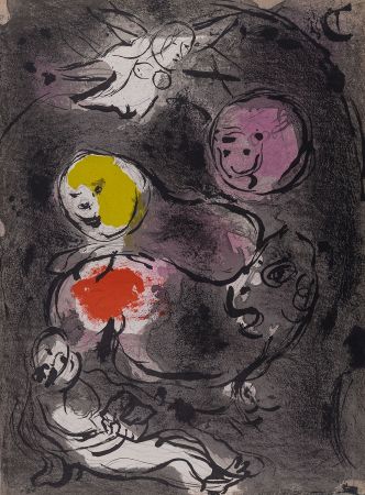 Lithographie Chagall - La Bible : Le Prophète Daniel avec les lions, 1956