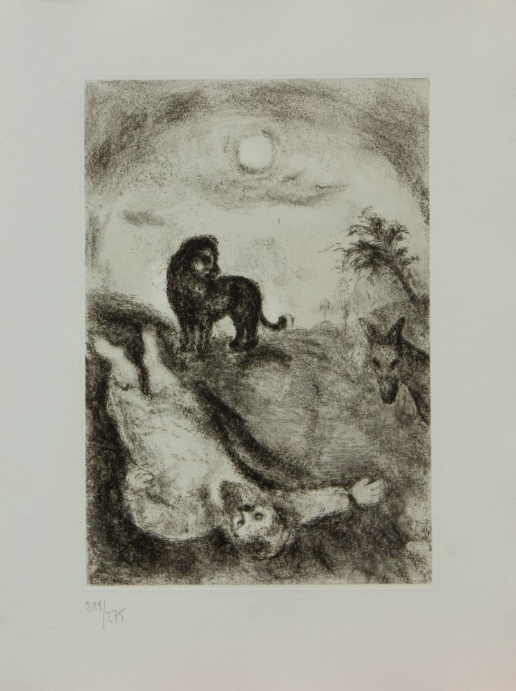 Stich Chagall - LA BIBLE ( PROPHETE TUE PAR UN LION )