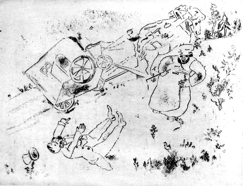 Radierung Chagall - La britchka s'est renversée