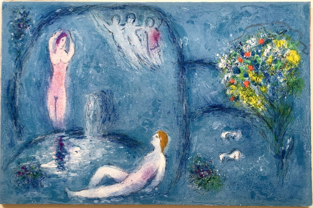 Lithographie Chagall - LA CAVERNE DES NYMPHES (de Daphnis et Chloé - 1961)