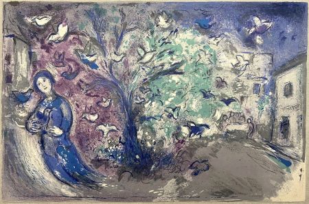 Lithographie Chagall - LA CHASSE AUX OISEAUX (The bird chase). Daphnis et Chloé. 1961 