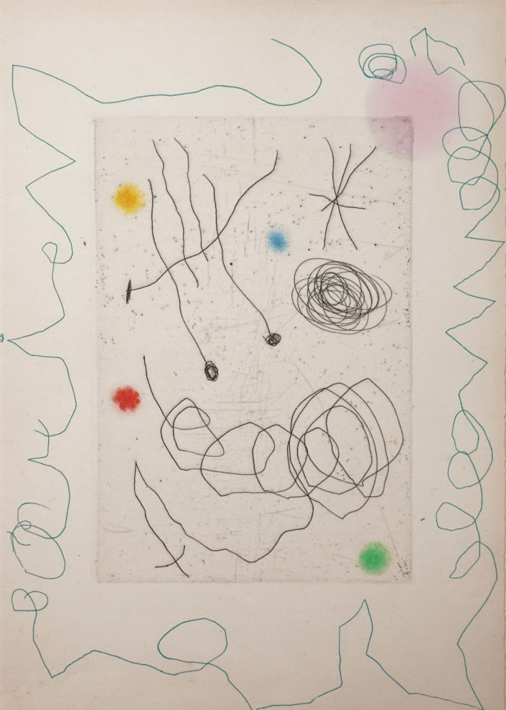 Kaltnadelradierung Miró - La chouette et l’escargot (The Owl and the Snail)