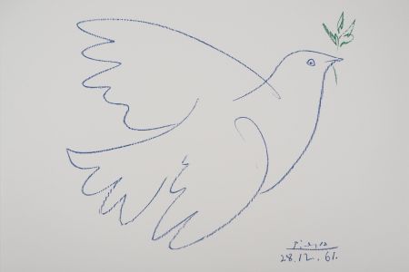 Lithographie Picasso - La colombe bleue