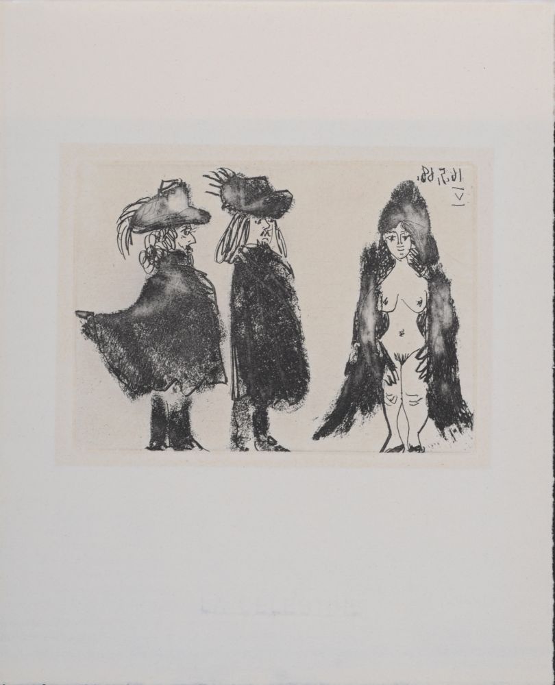 Stich Picasso - La Célestine - Cavalerie, son valet et jeune fille, 1971