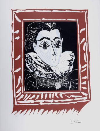 Lithographie Picasso (After) - La Dame à la Collerette (Portrait de Jacqueline à la Fraise), circa 1970