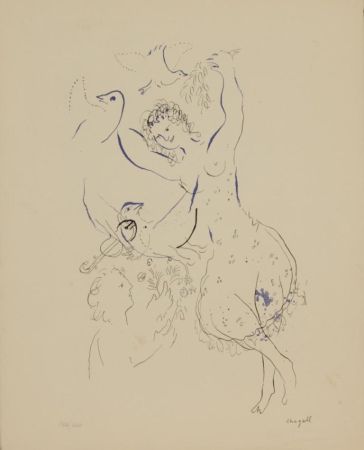Lithographie Chagall - LA DANSEUSE AUX OISEAUX