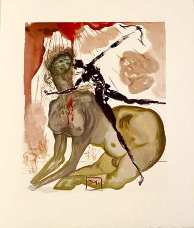 Holzschnitt Dali - La Divine Comédie - Enfer 12 - Le Minotaure