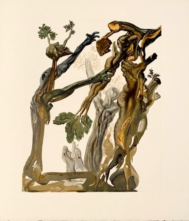 Holzschnitt Dali - La Divine Comédie - Enfer 13 - La forêt des suicidés