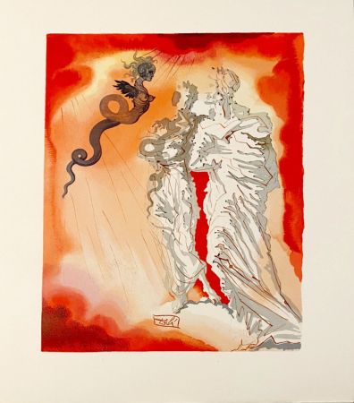 Holzschnitt Dali - La Divine Comédie - Enfer 21 - Le Diable noir