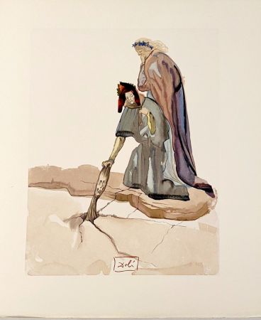 Holzschnitt Dali - La Divine Comédie - Enfer 32 - Les Traitres envers leur Patrie