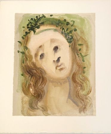 Holzschnitt Dali - La Divine Comédie - Purgatoire 10 - Le visage de Virgile