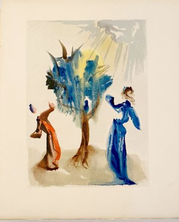 Holzschnitt Dali - La Divine Comédie - Purgatoire 24 - L'arbre du châtiment