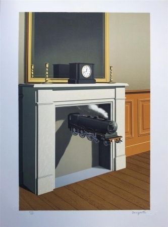 Lithographie Magritte - La durée poignardée (Time Transfixed)
