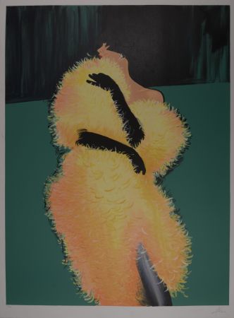 Lithographie Gruau - La femme en jaune, 1990 - Hand-signed!