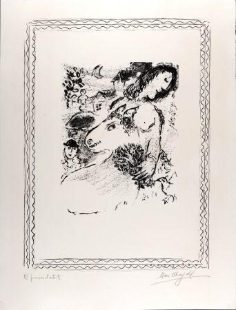 Lithographie Chagall - La Fermière à l'âne, c. 1971 - Hand-signed