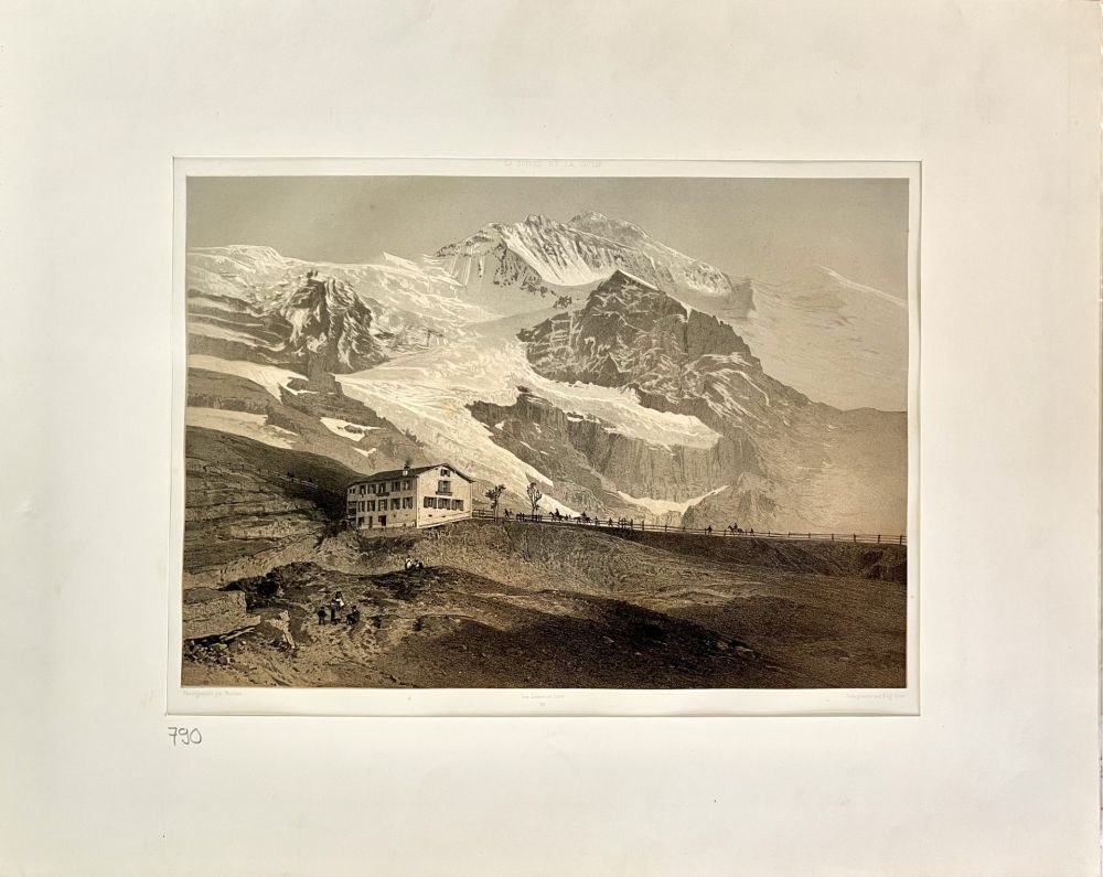 Lithographie Martens - La Jungfrau Vue de la Petite Scheideck