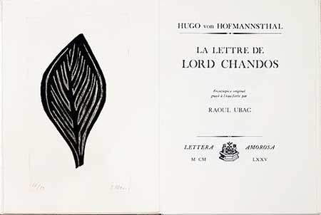 Illustriertes Buch Ubac - La lettre de Lord Chandos